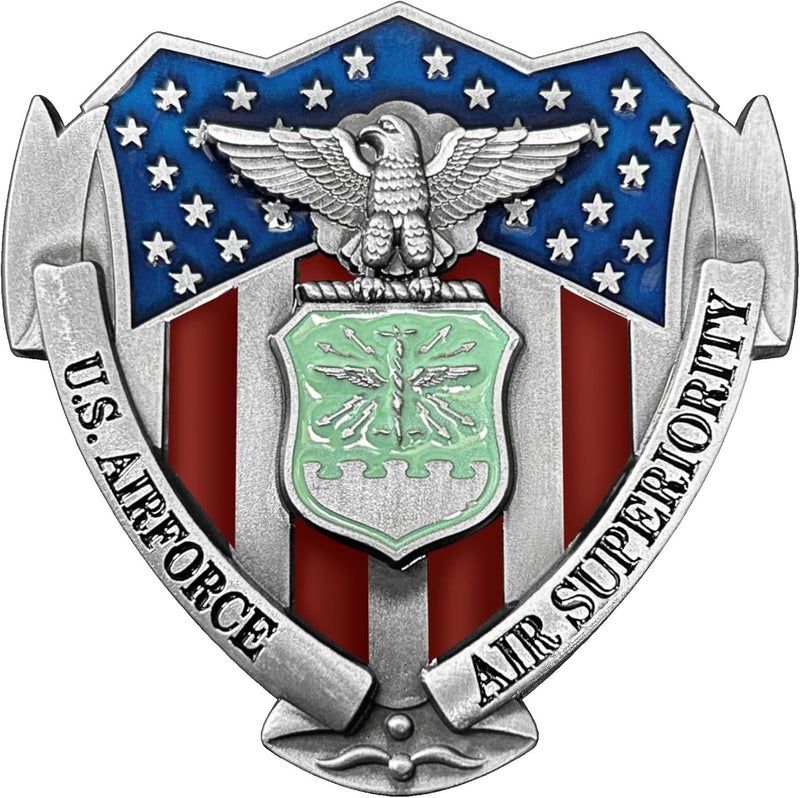 LWQLZY US Air Force Veteran Metal Car Emblem 3D Decals Shield Shape with Eagle, Enamel American Flag, 3M Adhesive, Car Medal Gift for Veterans and Military Supporters (USAF) - Image 1